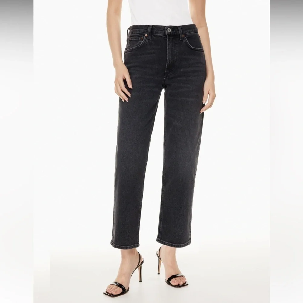 Agolde black kye mid rise straight crop jeans size 22 - Picture 3 of 14